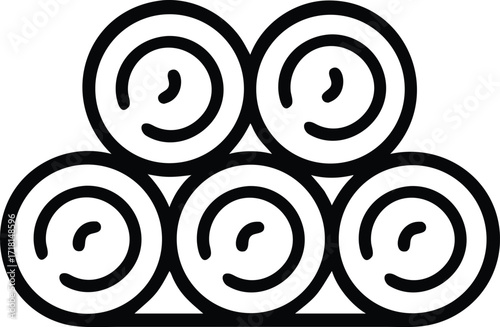 stack of hay bales piled together outline vector icon