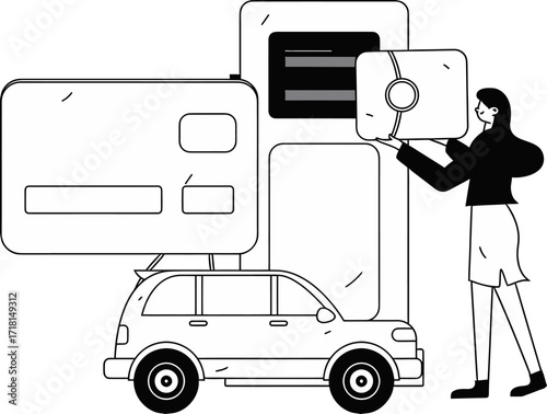 Design car loan credit card auto finance vehicle payment online banking application approval service illustration verctor art illustration png