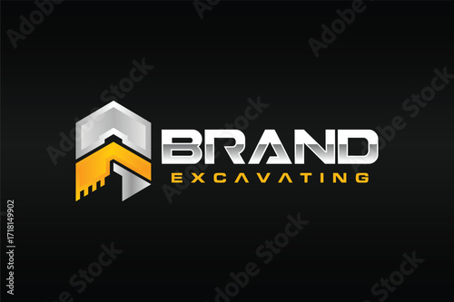 letter A scoop excavator logo