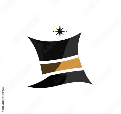 Stylish black hat with golden trim