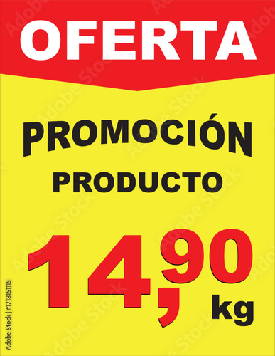 Cartel con oferta supermercado promociones