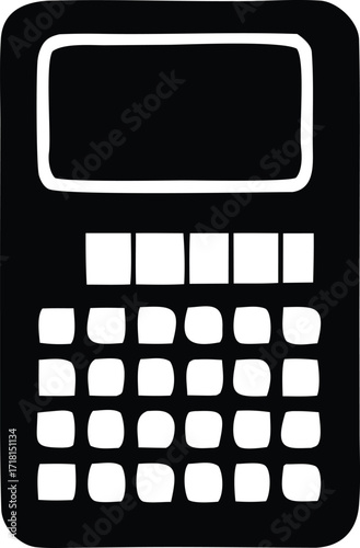 Simple calculator icon silhouette showing display and buttons for mathematical operations and calculations