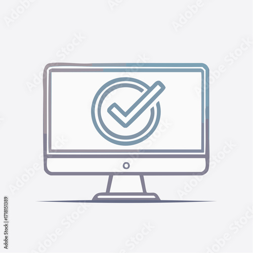 Computer screen displaying a check mark, indicating successful completion or approval.