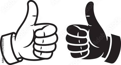 Thumbs Up Hand Gesture Silhouette Collection for Approval and Positive Feedback