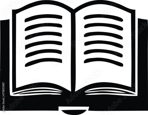 Open book icon silhouette symbol glyph design for knowledge education learning literacy and reading concept