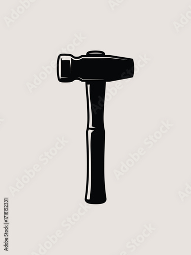 Black silhouette of a blacksmith s hammer on a light background