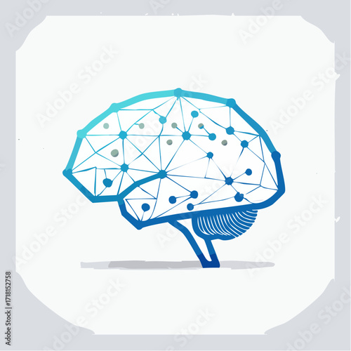 Stylized human brain depicted as a geometric network of interconnected nodes, representing intelligence and connectivity.