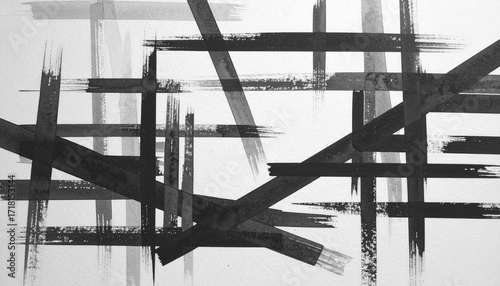 Canvastavla Cross-layered black brush strokes forming an abstract woven texture, ideal for a