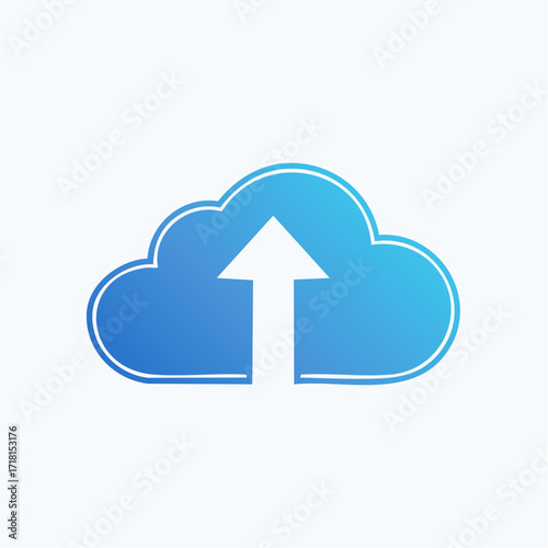 A blue cloud with an upward-pointing arrow, symbolizing data upload to the cloud.