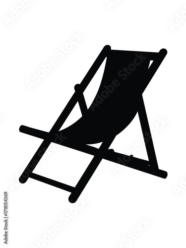 Black silhouette of a classic beach deck chair