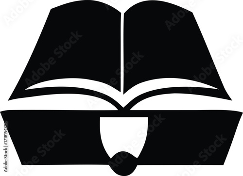 Open book symbol silhouette symbolizing knowledge education learning wisdom literature and academia icon representing study information and intelligence concepts