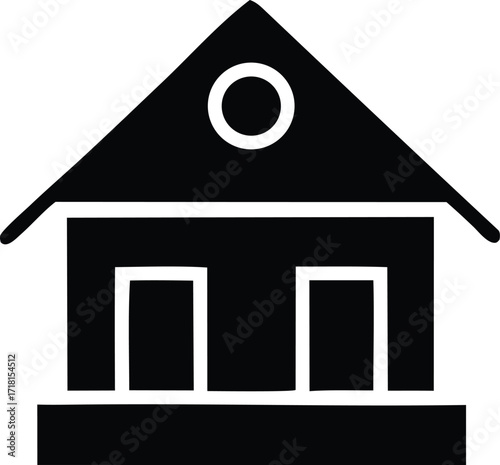 Simple black house icon modern architectural building symbol residential dwelling exterior simple design clean lines geometric shape home outline simple