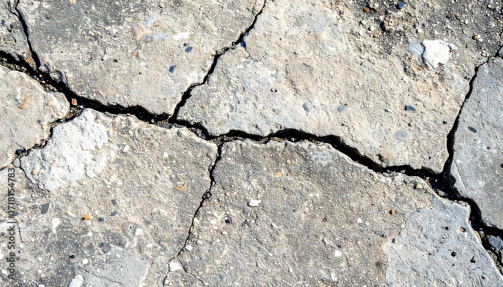 Obraz premium Cracked Concrete Pavement Surface.