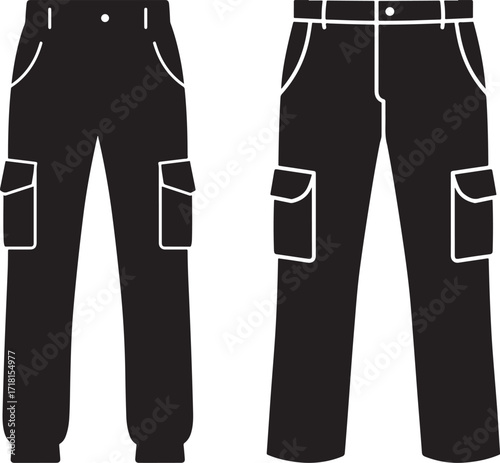 Two cargo pants outlines silhouette