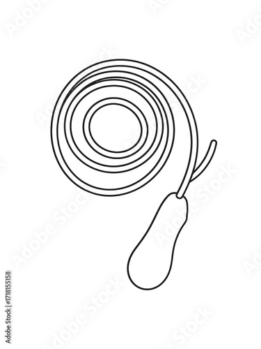 Simple line drawing of a coiled jump rope with handle