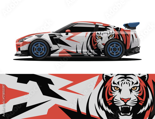 Tiger Car Wrap Mockup Striking Automotive Graphic Design
