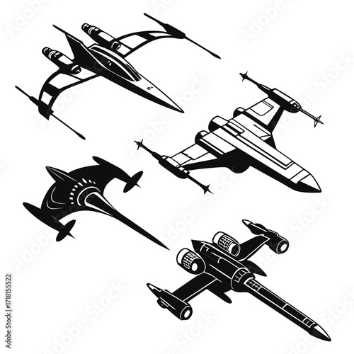 Futuristic Spaceship Silhouettes science