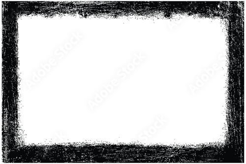 Distressed Grunge Frame with Rough Scratched Border and Dirty Ink Texture