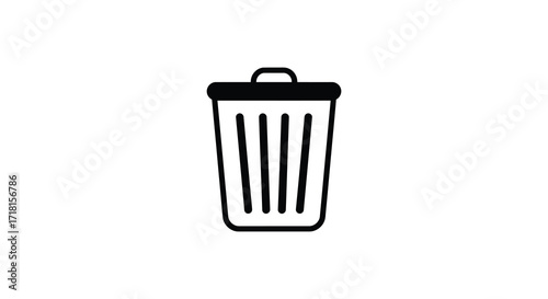 Simple black and white illustration of a closed trash receptacle