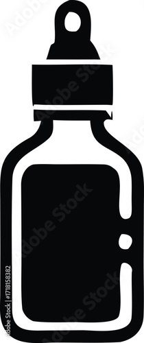 Simple icon of a dropper bottle symbolizing liquids medication or laboratory solutions for various applications and designs