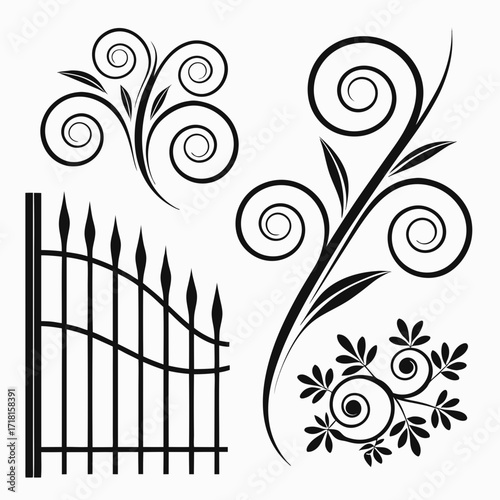 Ornate Gate and Decorative Swirls Keywords: gate, fence, wrought iron, ornate, decorative, swirl