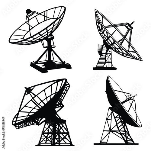 Satellite Dish Silhouettes Collection illustration