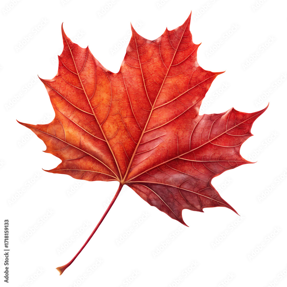 Obraz premium Realistic red maple leaf isolated on black isolated on a transparent background autumn nature