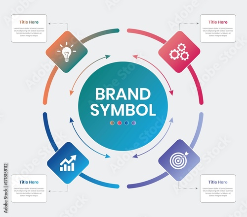 Circular infographic template with four steps and business icons