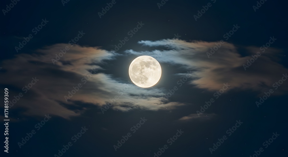 Fototapeta premium Full moon through clouds