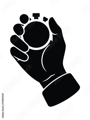Hand holding a stopwatch for timing and measurement