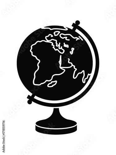 Black silhouette of a globe on a stand