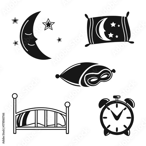 Sleep symbols arranged on white background moon stars