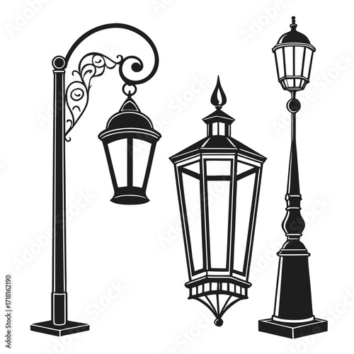 Vintage Street Lamp Silhouettes light antique