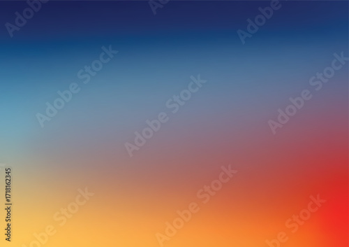 A vibrant, smooth gradient background that transitions from a dark blue and sky blue at the top to warm colors like orange and red at the bottom, mimicking a sunset or sunrise sky.