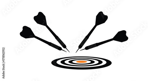Black darts hitting a target with concentric circles a simple illustration