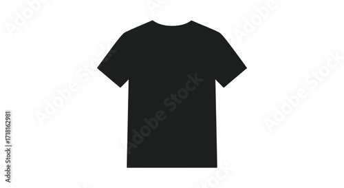A simple black crew neck t shirt displayed on a white background
