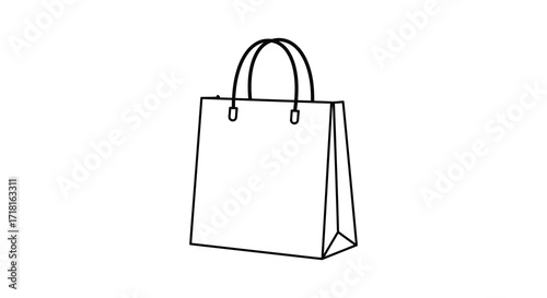 Simple sketch of a paper shopping bag with handles displayed