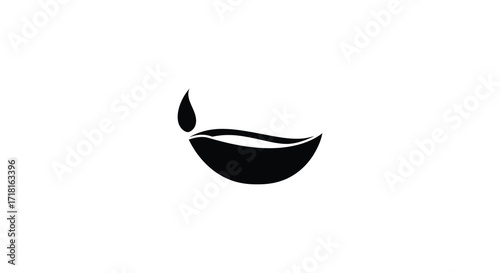 Simple black and white illustration of a traditional oil lamp design
