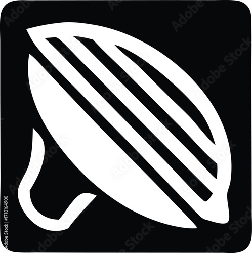Simple graphic symbol of a stylized ironing board and iron with parallel lines representing heat or steam
