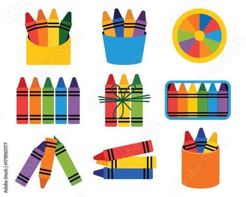 Colorful Crayon Collection Creative Art Supplies for Kids and Artists