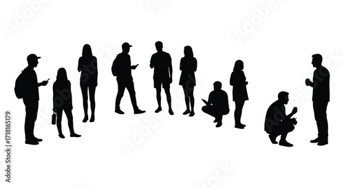 A group of people in silhouette interacting and standing together