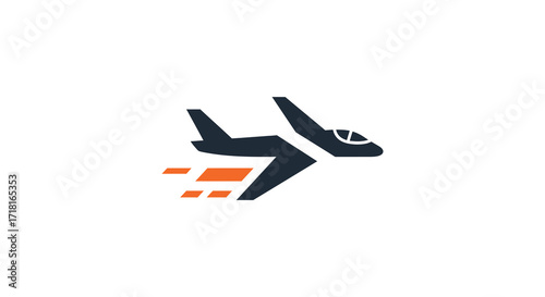 A sleek modern logo depicting an airplane in swift flight