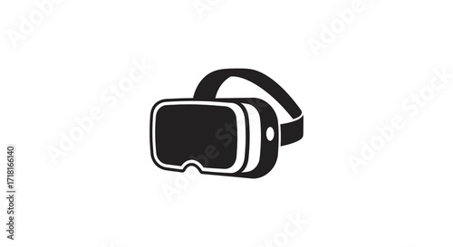Simple black and white illustration of a virtual reality headset design