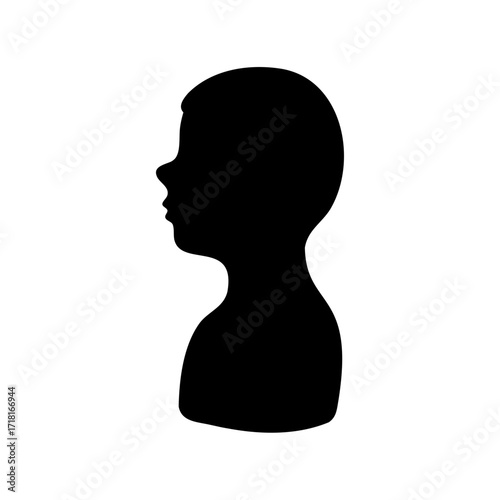 Silhouette of a young boy's head and shoulders in profile view