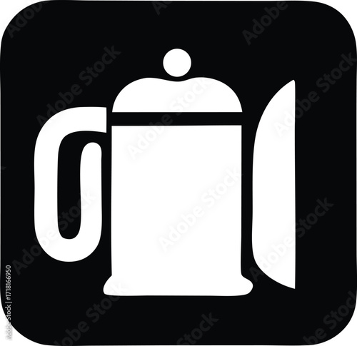 Iconic white french press coffee maker symbol for brewing fresh coffee elegance simple design for cafes and kitchens