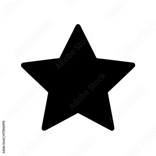 Simple black five pointed star on a white background with smooth edges