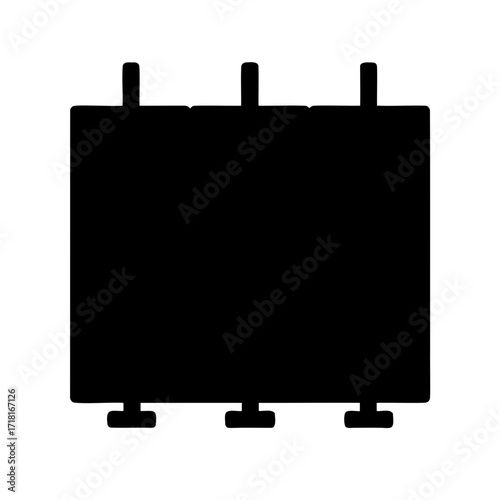 Black simple design of a screen with multiple supports for stability