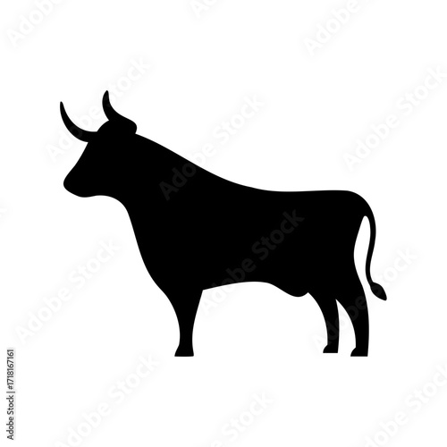 Majestic Bull Silhouette Standing Tall and Proud in a Minimalist Design