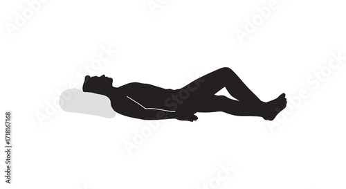 Silhouette of a person lying down resting their head on a pillow
