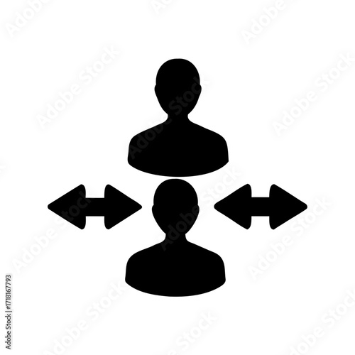Delegation icon representing leadership, decision making, control, and direction with arrows